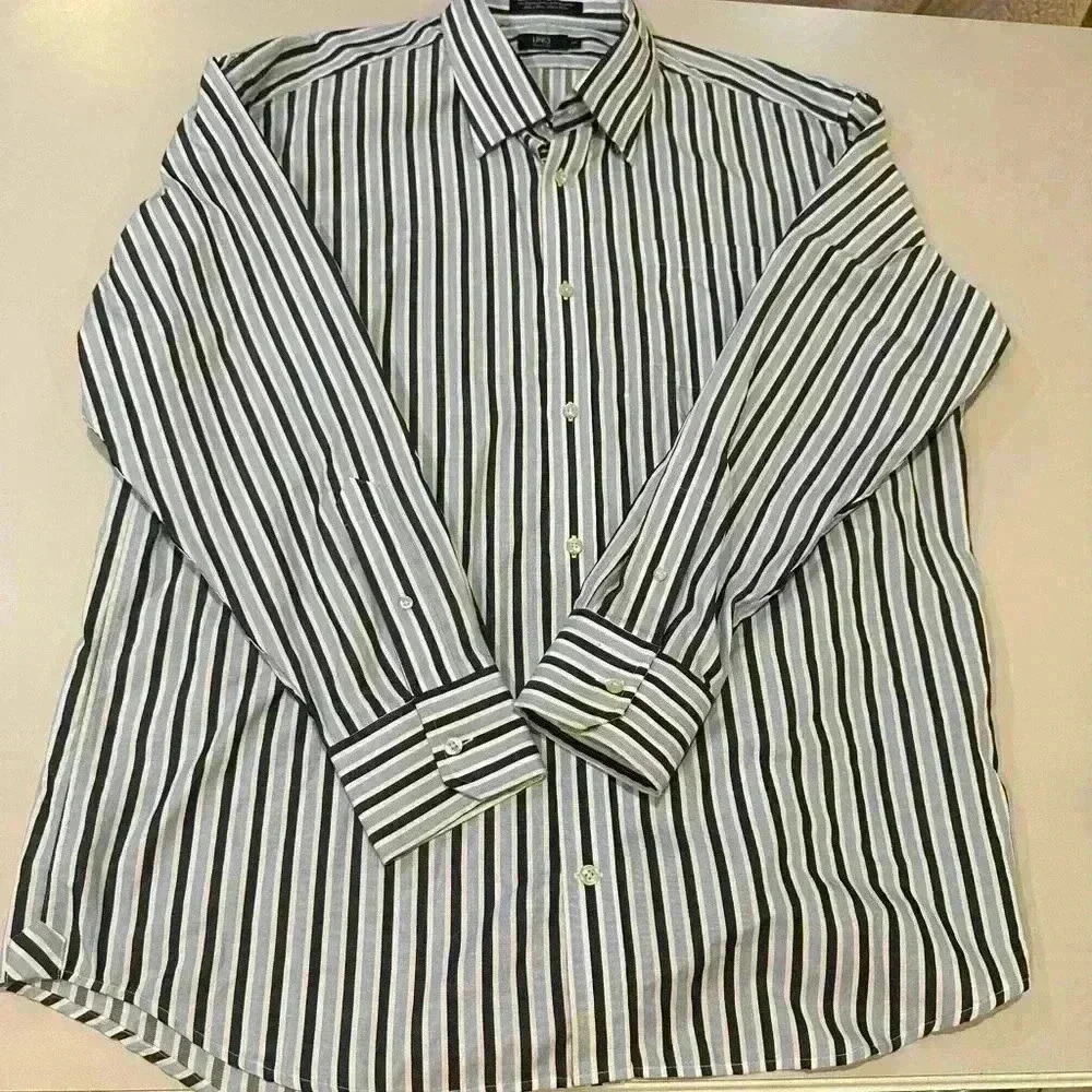 Lincs Blue Striped Long Sleeve Button Down Size XXL